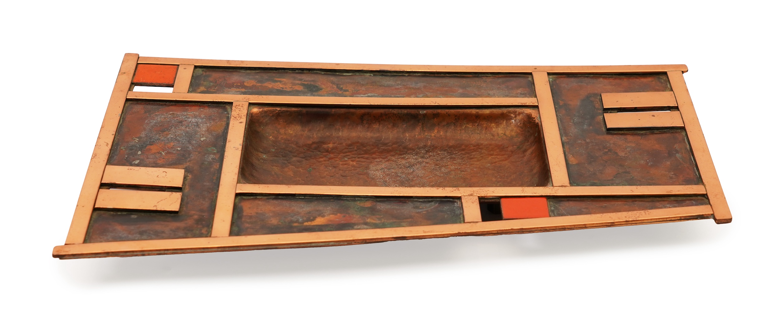 Sam Fanaroff BEM, 1926-2019, An asymmetrical patinated copper dished tray
